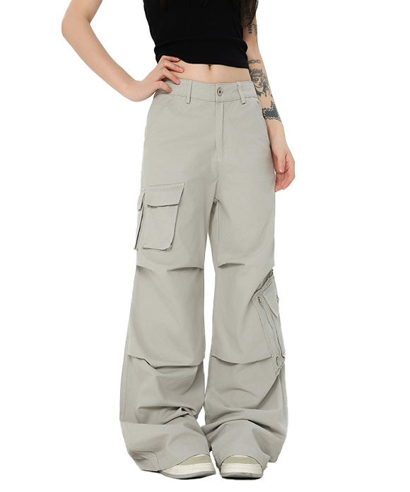 BAKYARDER Vintage Pleated Multi-pocket Utility Pants
