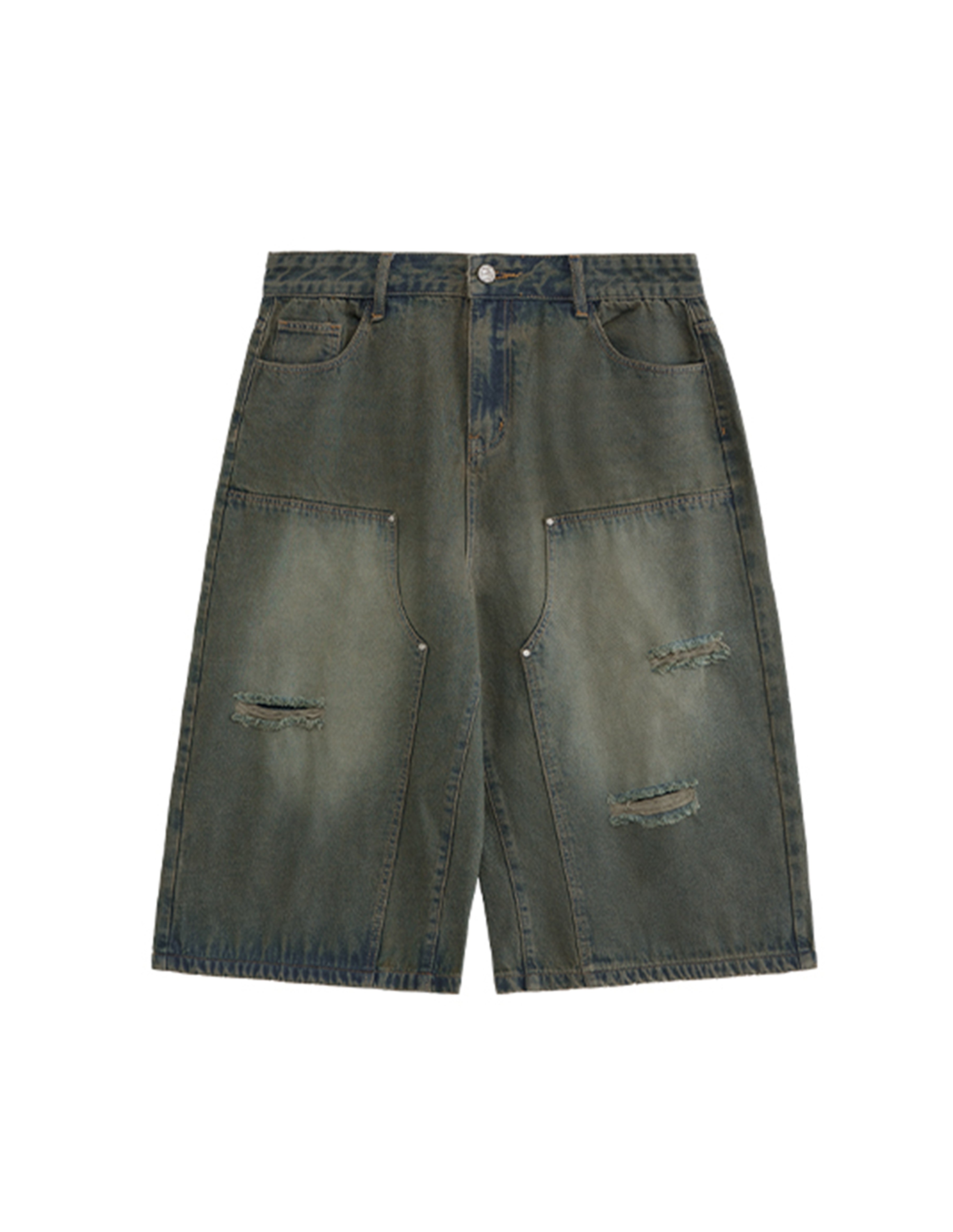 BAKYARDER Vintage Ripped Cropped Denim Pants