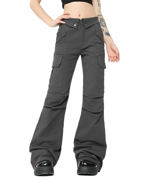 BAKYARDER Women's Vintage Flared Cargo Pants