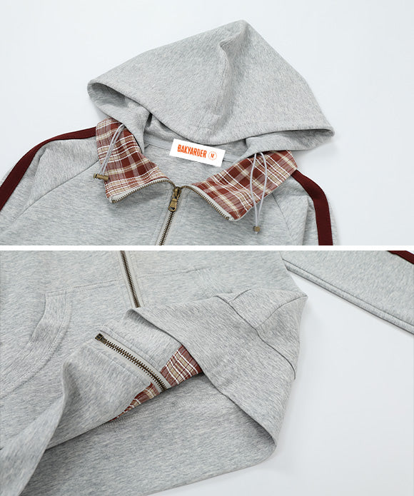 BAKYARDER Vintage Plaid Hoodie Jacket