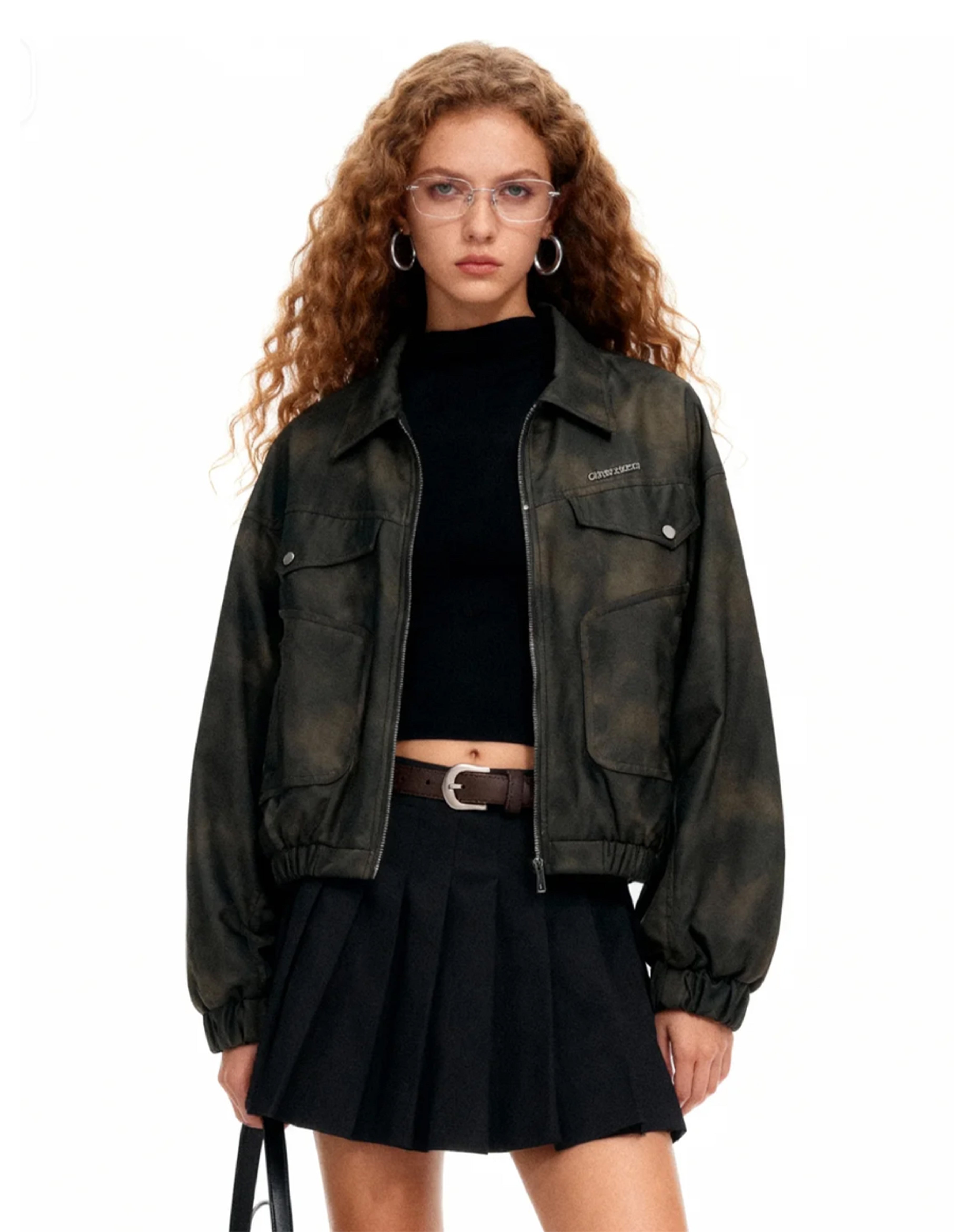 BAKYARDER Vintage Lapel PU Leather Jacket