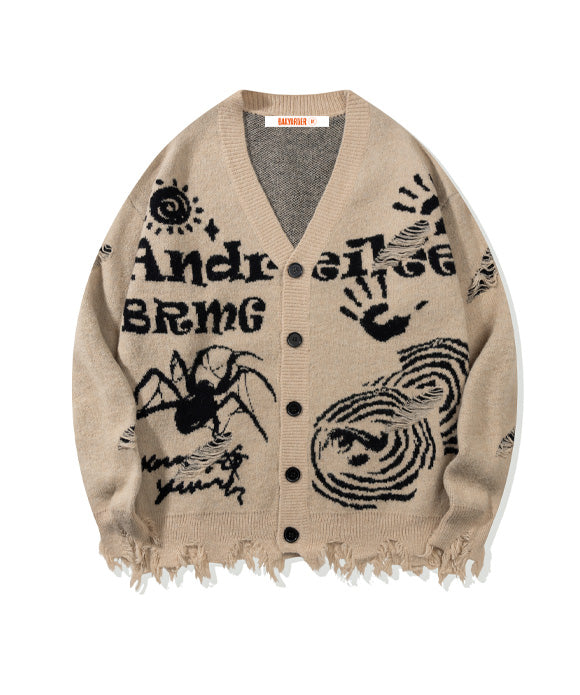 BAKYARDER Vintage Cozy Letter Cardigan Sweater