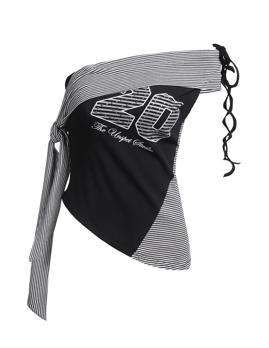 BAKYARDER Asymmetrical Striped One-Shoulder Tank Top