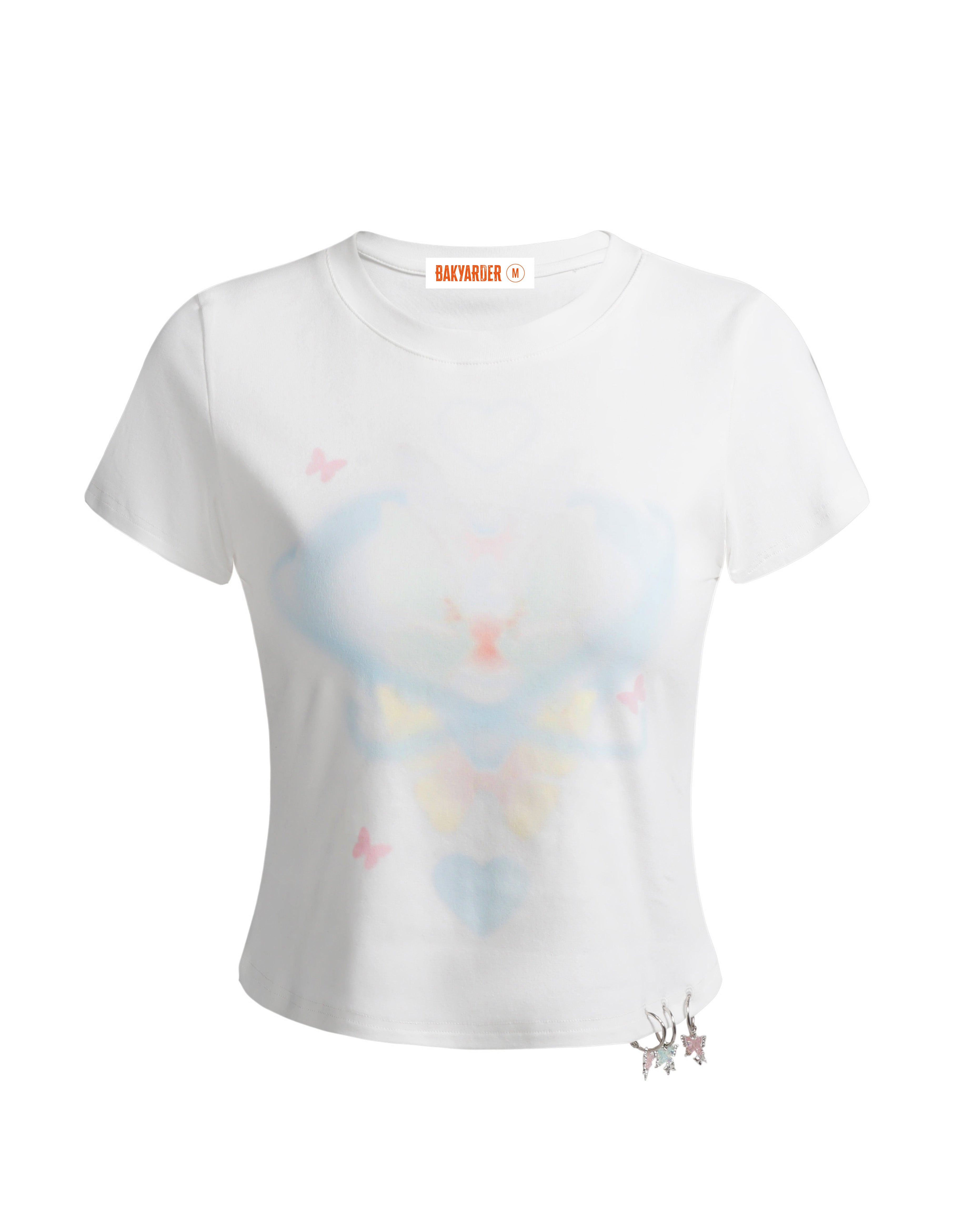 BAKYARDER Butterfly Print Pendant Slim-Fit Tee