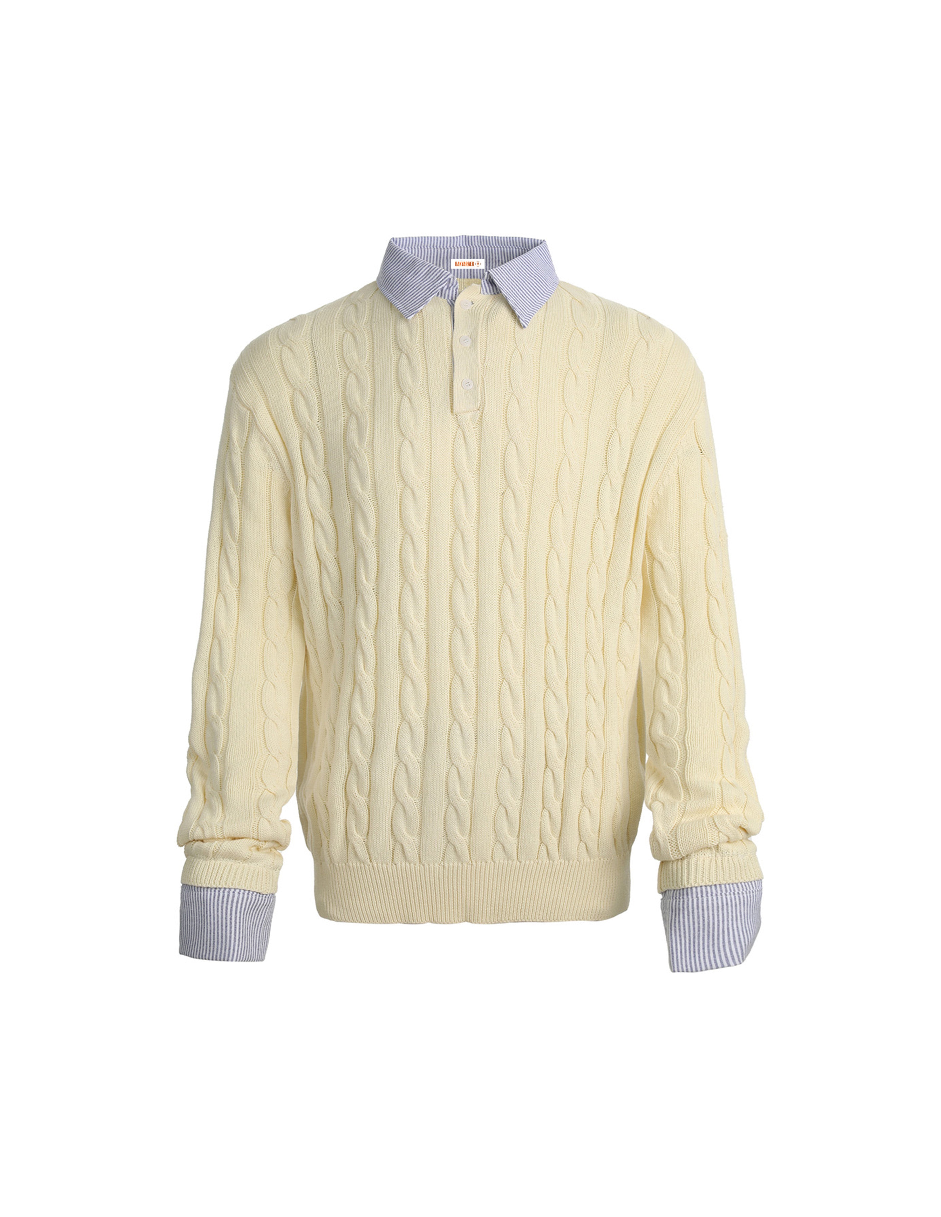 BAKYARDER Cable Knit Layered-Look Pullover Sweater