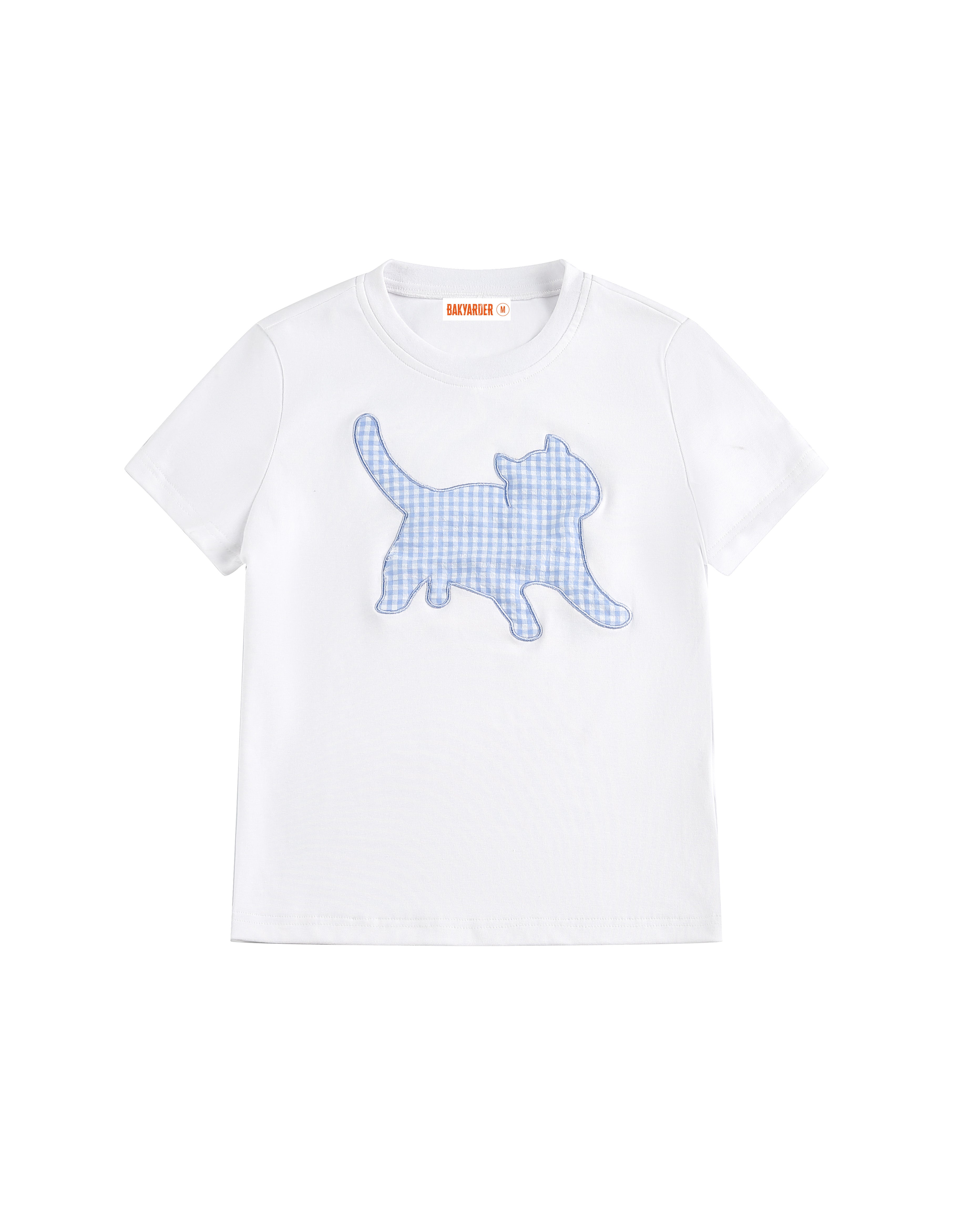 BAKYARDER Cat Plaid Embroidered Tee