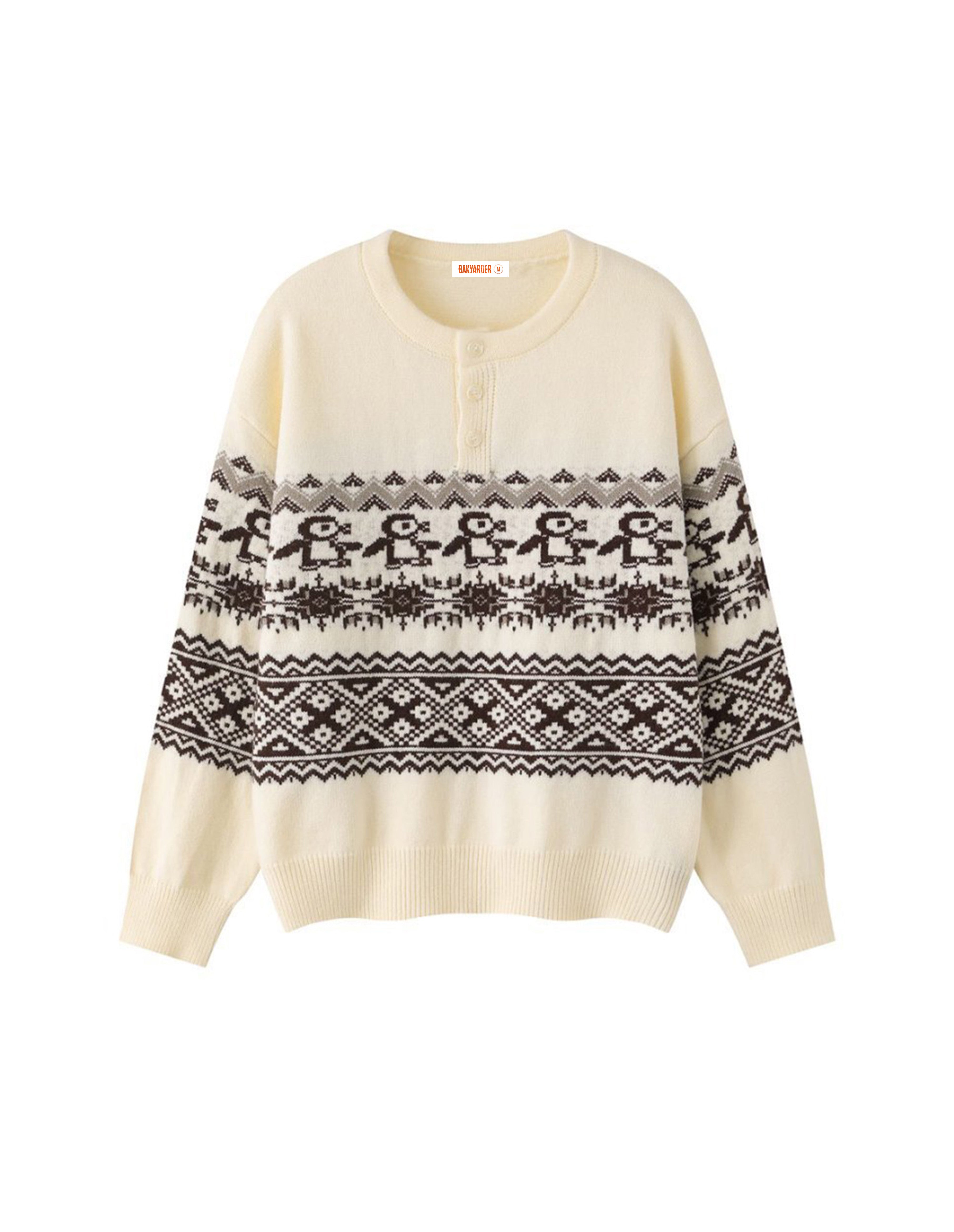 BAKYARDER Christmas Penguin Jacquard Sweater