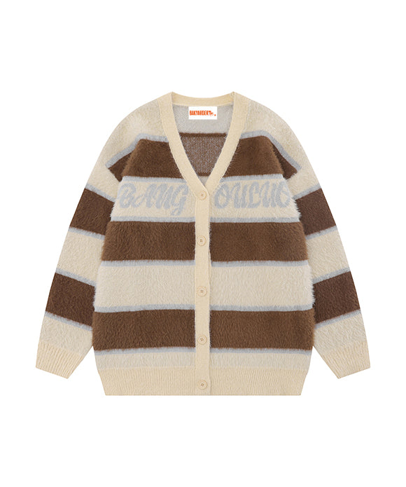 BAKYARDER Retro Color Block Letter Cardigan