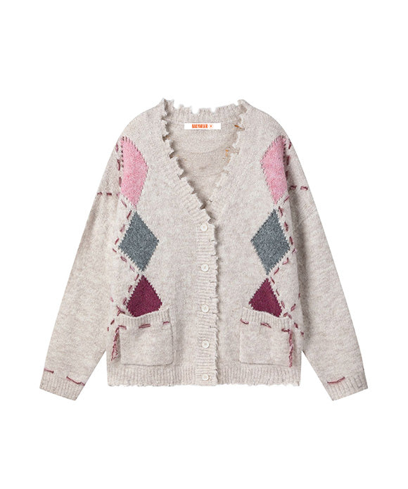 BAKYARDER Vintage Color-Block Cardigan Sweater