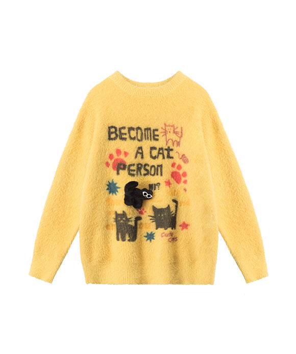 BAKYARDER Vintage Fun Cat Sweater