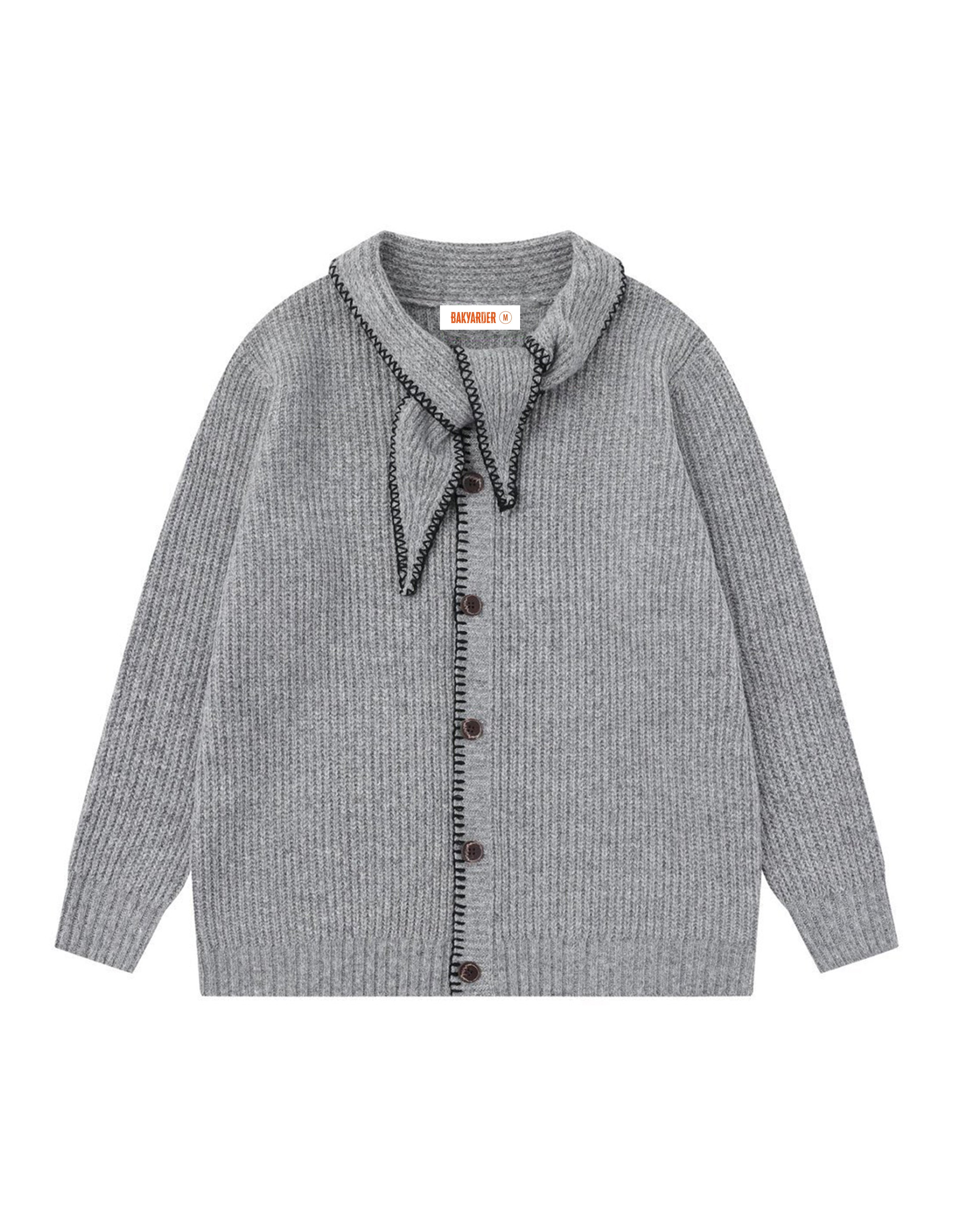 BAKYARDER Vintage Lapel Loose-Fit Knit Cardigan