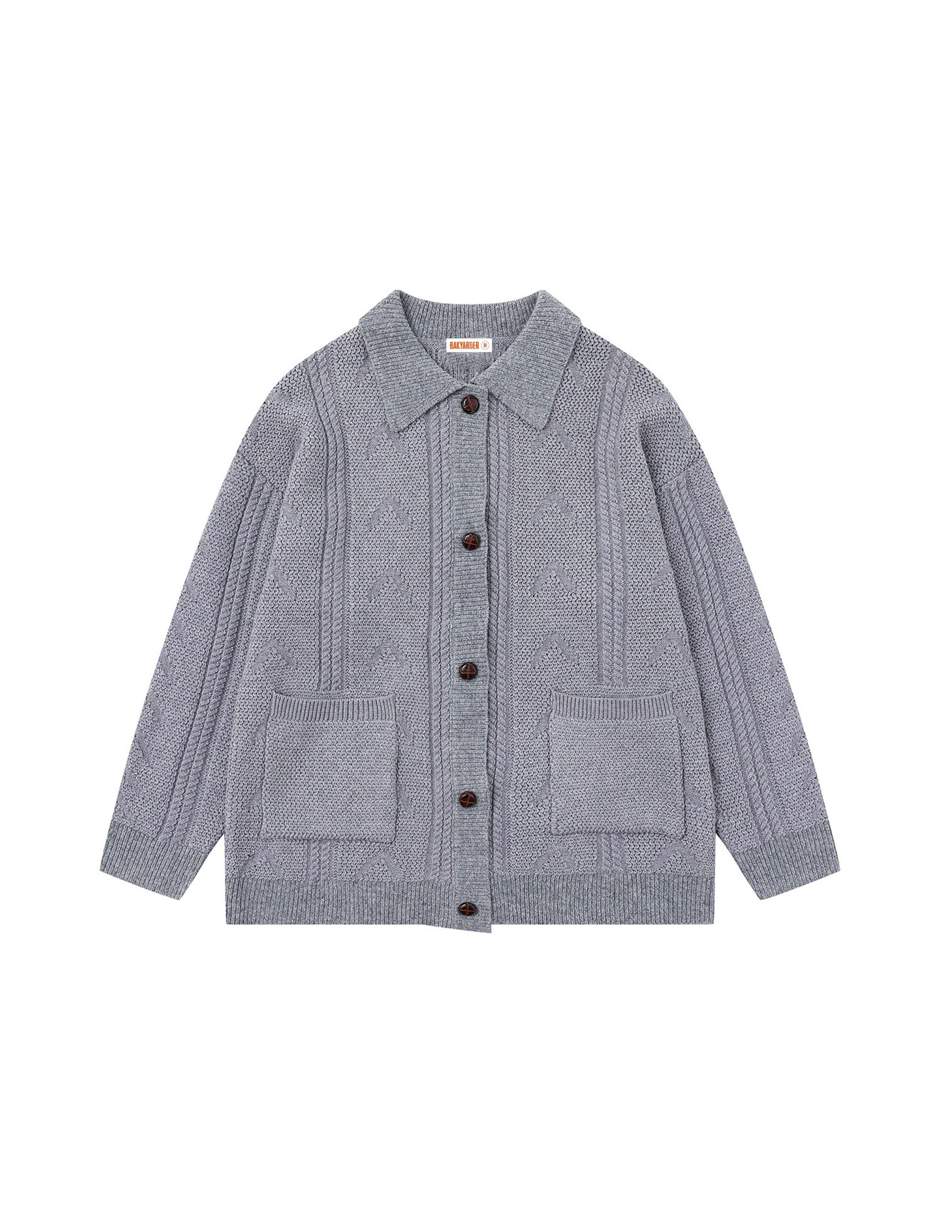 BAKYARDER Vintage Lapel Relaxed Cardigan Sweater