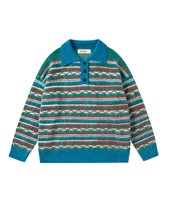 BAKYARDER Vintage Loose Colorblock Sweater