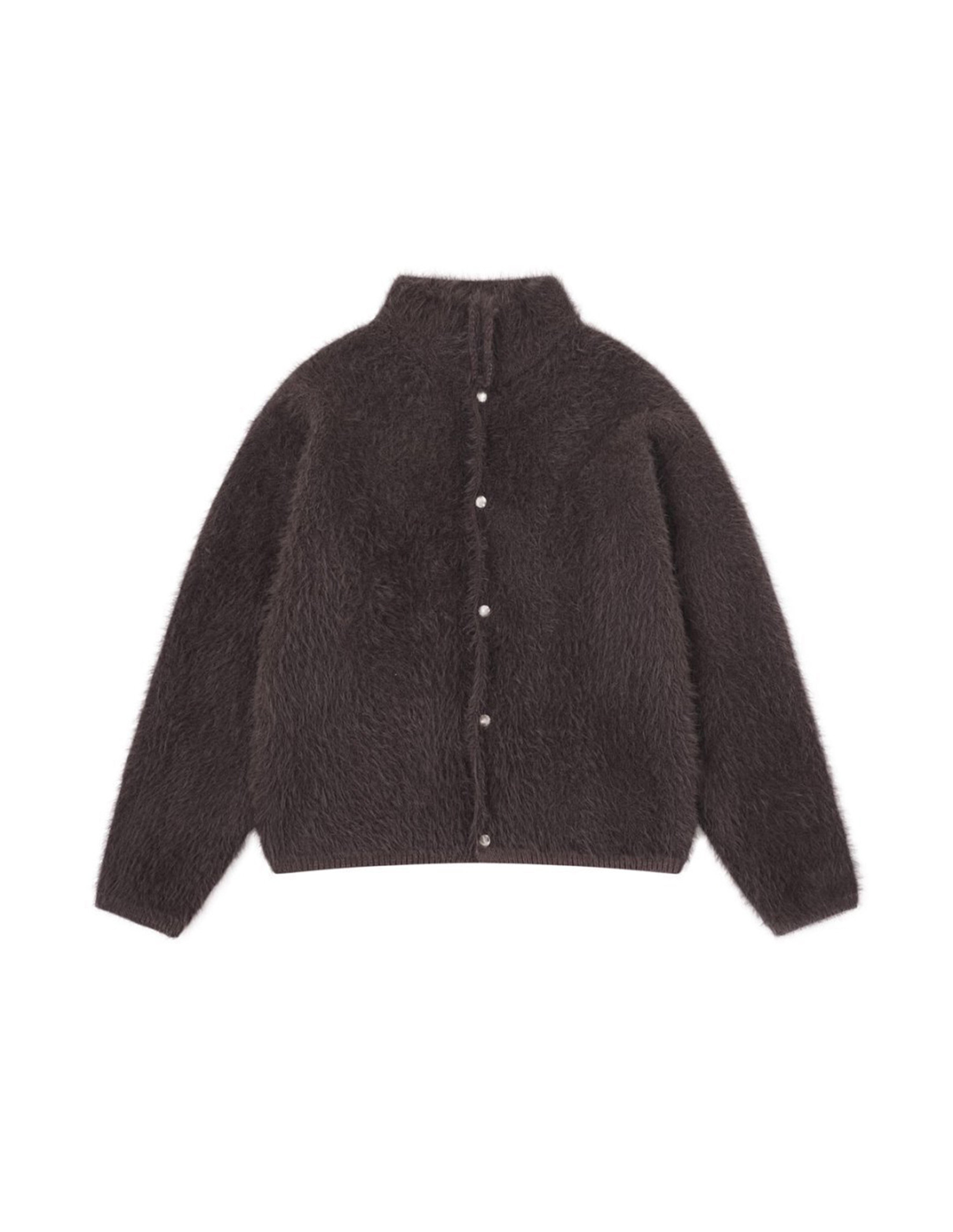 BAKYARDER Vintage Mohair Solid Color Cropped Cardigan Sweater