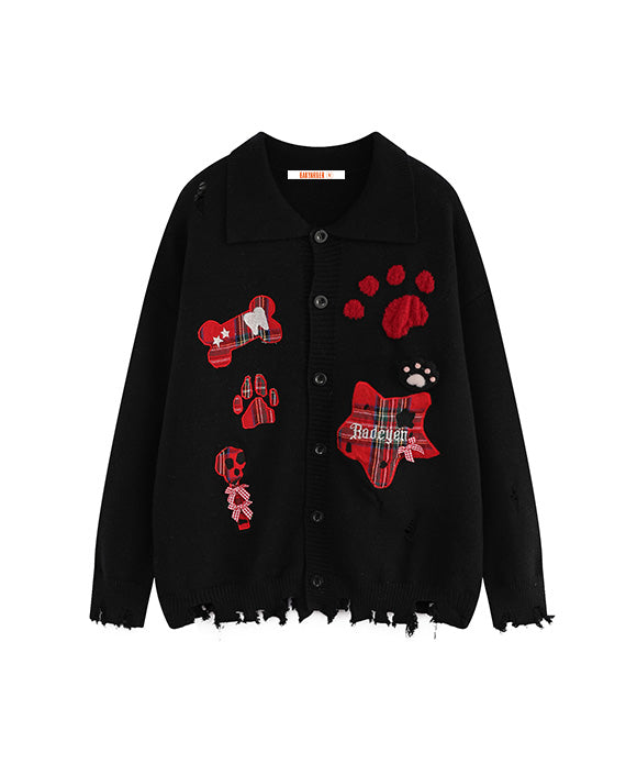 BAKYARDER Vintage Patchwork Distressed Cardigan