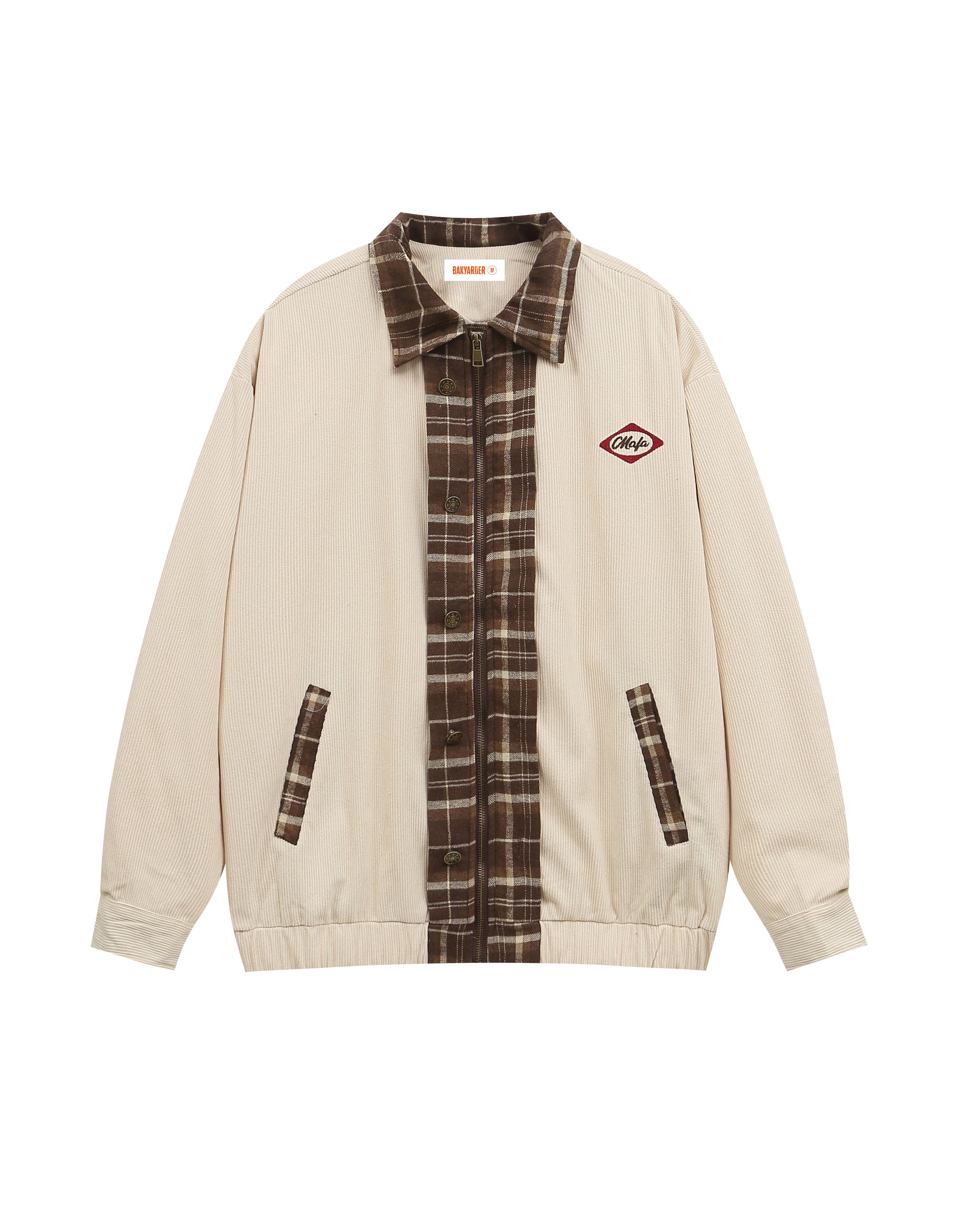 BAKYARDER Vintage Patchwork Plaid Collar Jacket