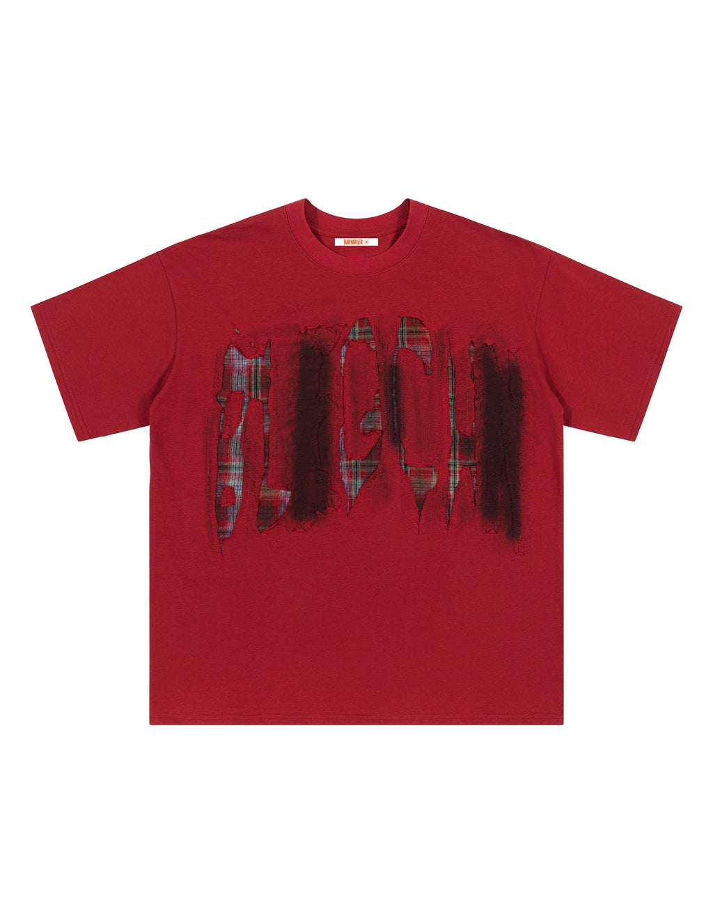 BAKYARDER Vintage Plaid Ripped T-Shirt