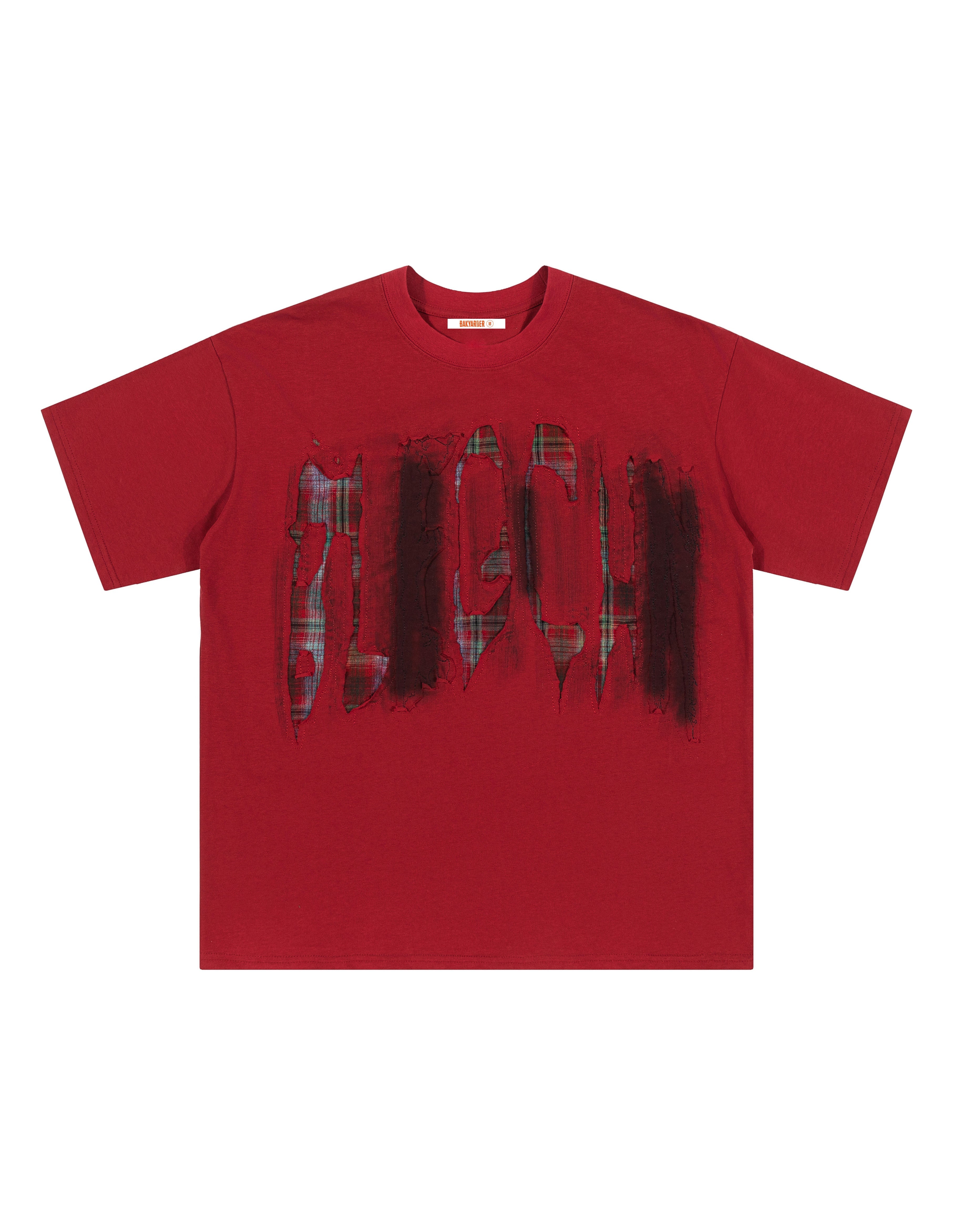 BAKYARDER Vintage Plaid Ripped T-Shirt