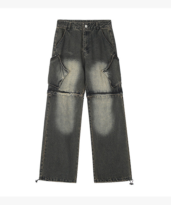 BAKYARDER Vintage Removable Patchwork Denim Pants
