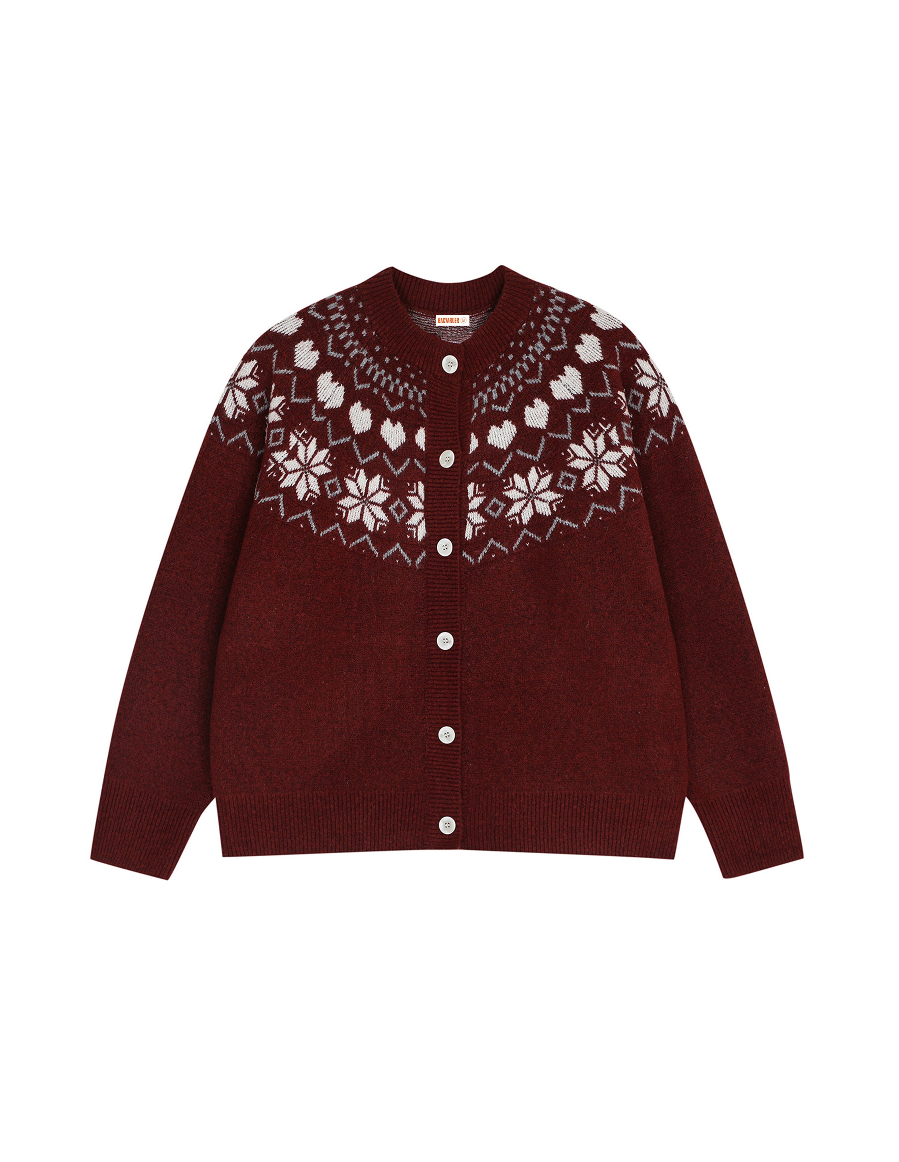 BAKYARDER Vintage Snowflake Jacquard Cardigan Sweater