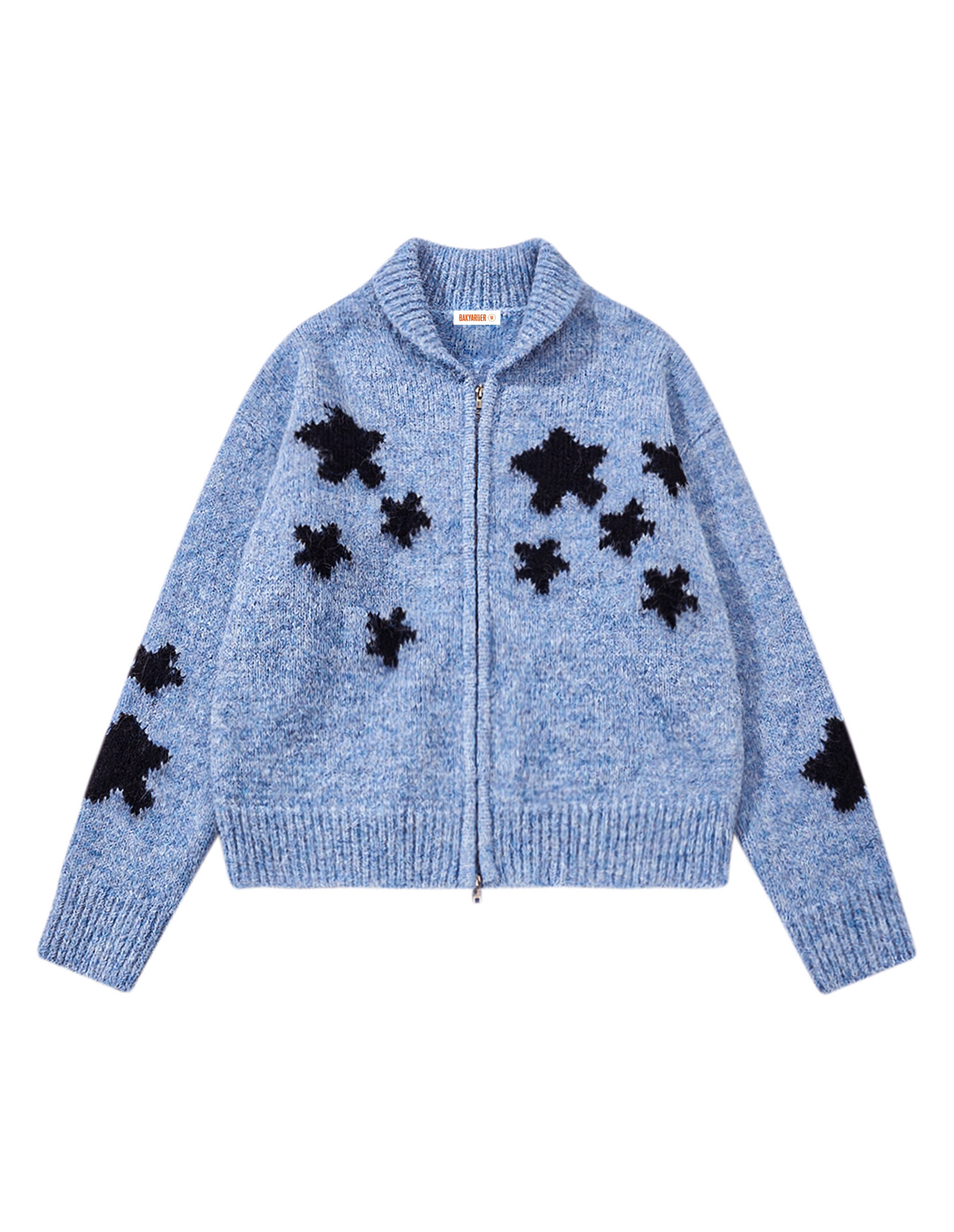 BAKYARDER Vintage Star Jacquard Cropped Cardigan Sweater