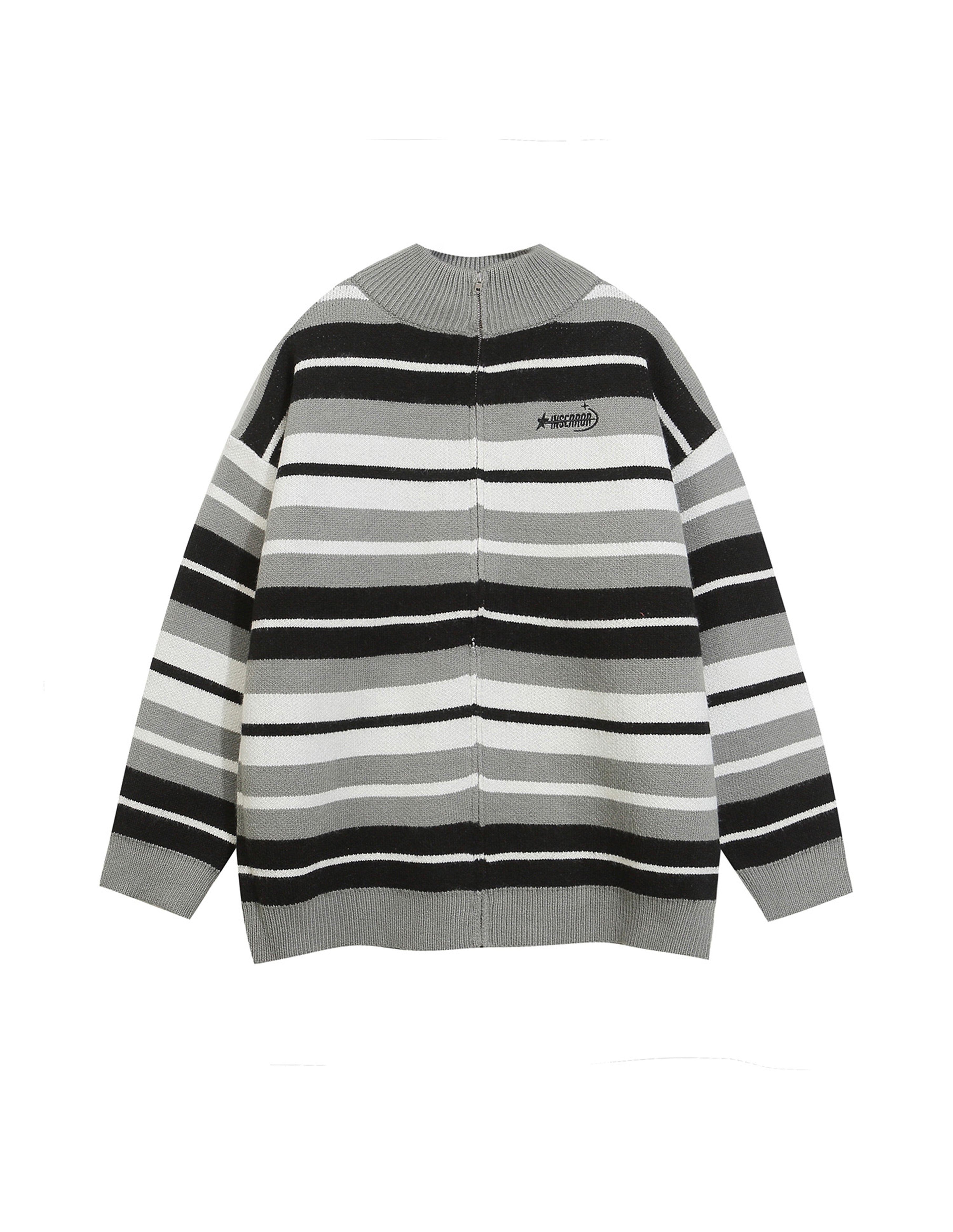 BAKYARDER Vintage Striped Collegiate Zip-Up Cardigan Sweater