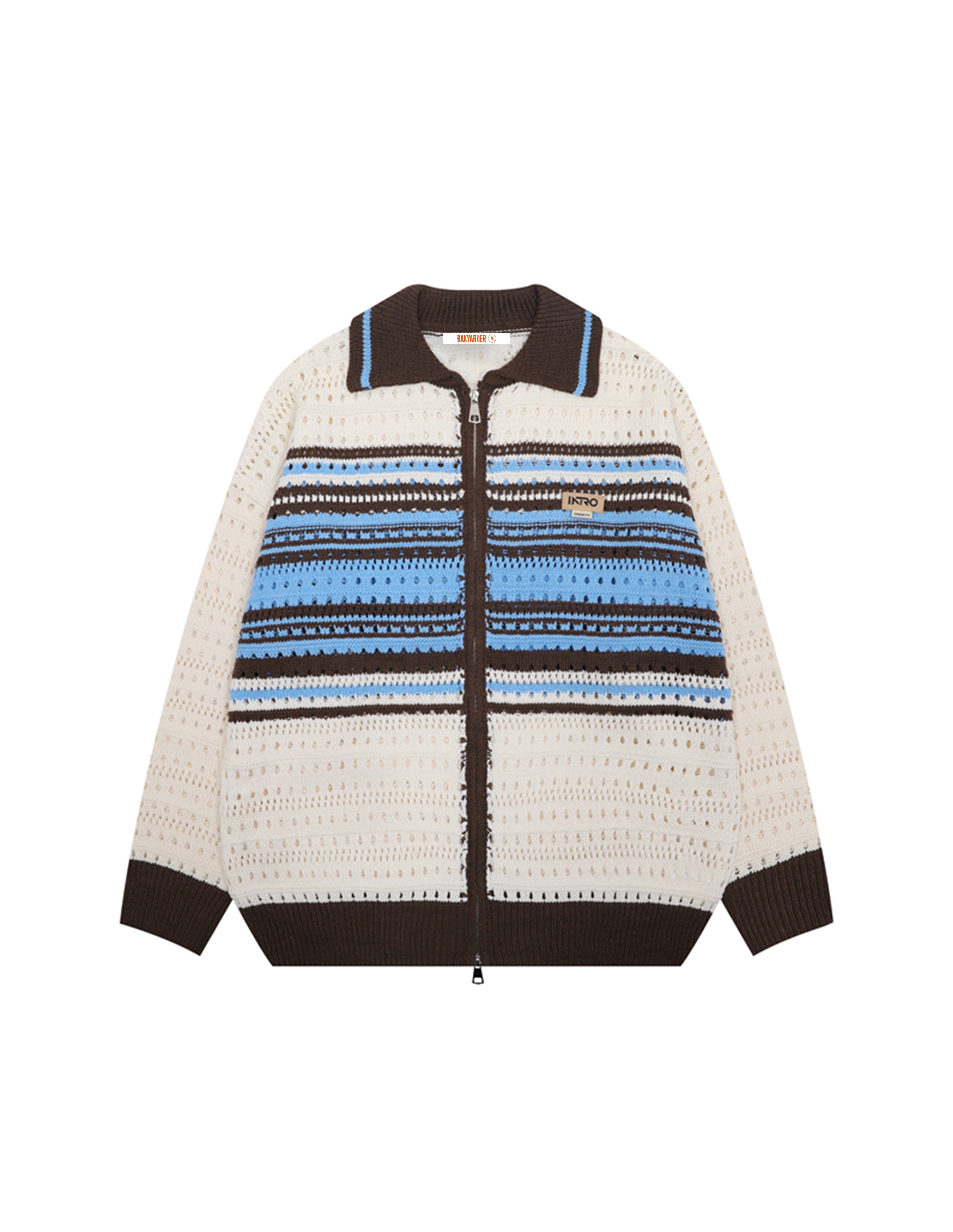 BAKYARDER Vintage Striped Color-Block Cardigan Sweater