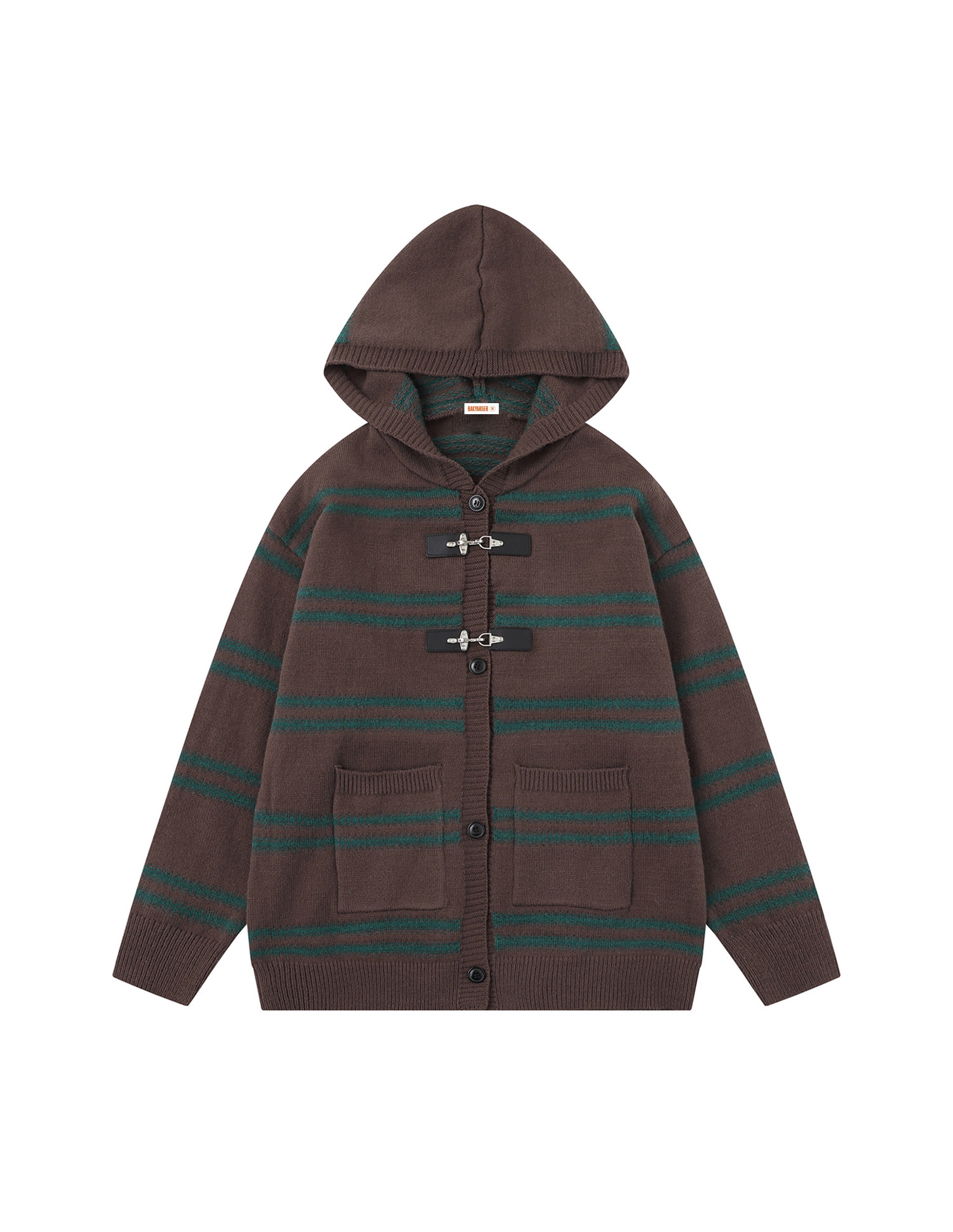 BAKYARDER Vintage Striped Hooded Cardigan Sweater