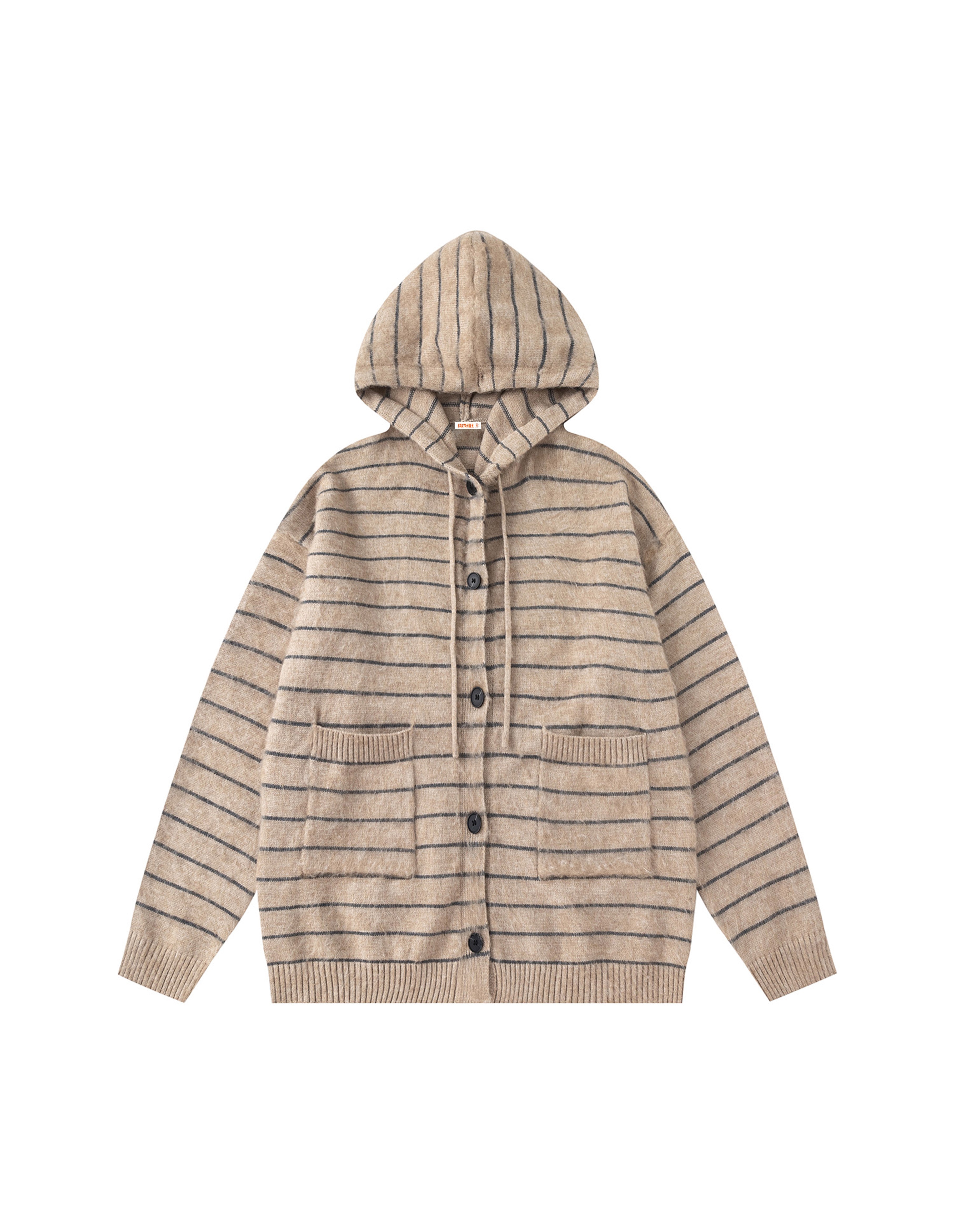 BAKYARDER Vintage Striped Hooded Loose-Fit Cardigan Sweater