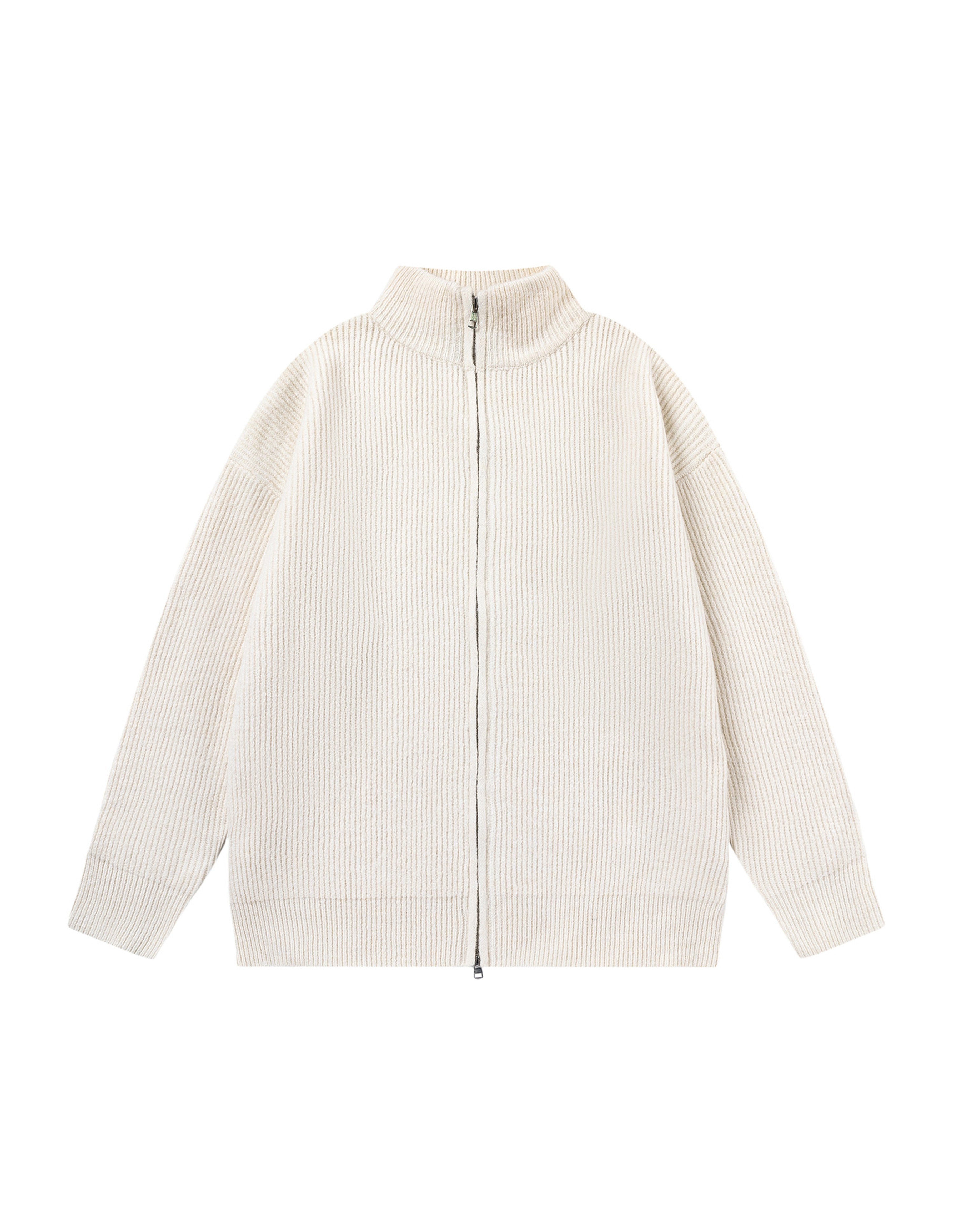 BAKYARDER Vintage Striped Stand Collar Zip-Up Cardigan Sweater