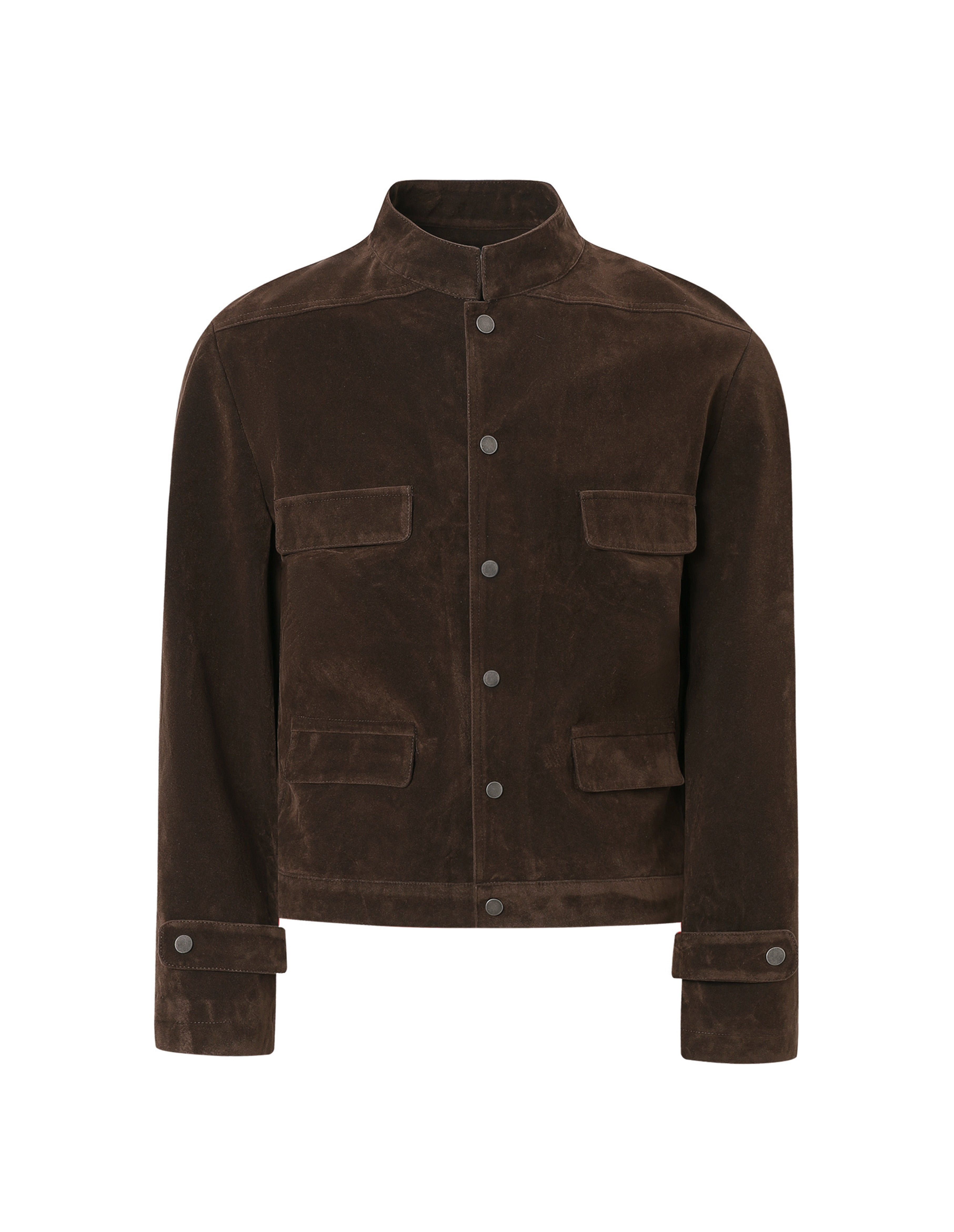 BAKYARDER Vintage Suede Multi-Pocket Stand Collar Jacket