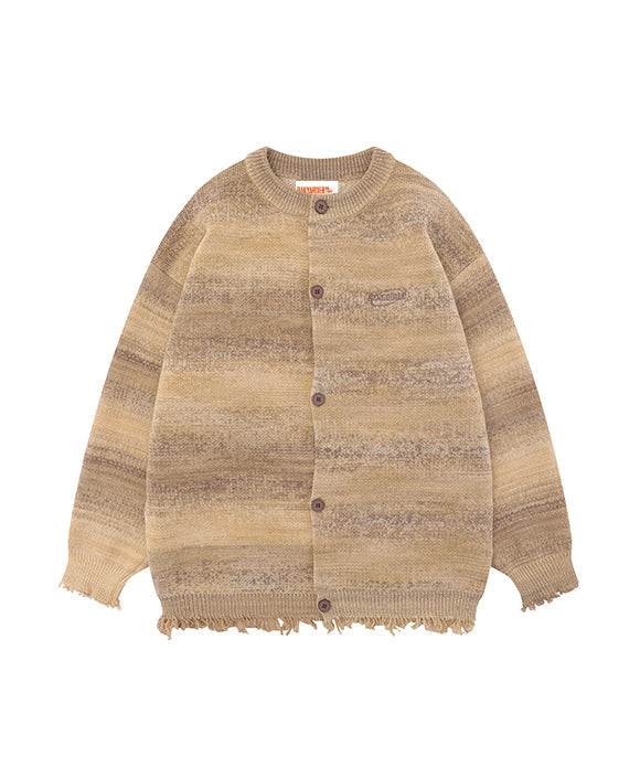 BAKYARDER Vintage Tie-Dye Gradient Fringed Cardigan