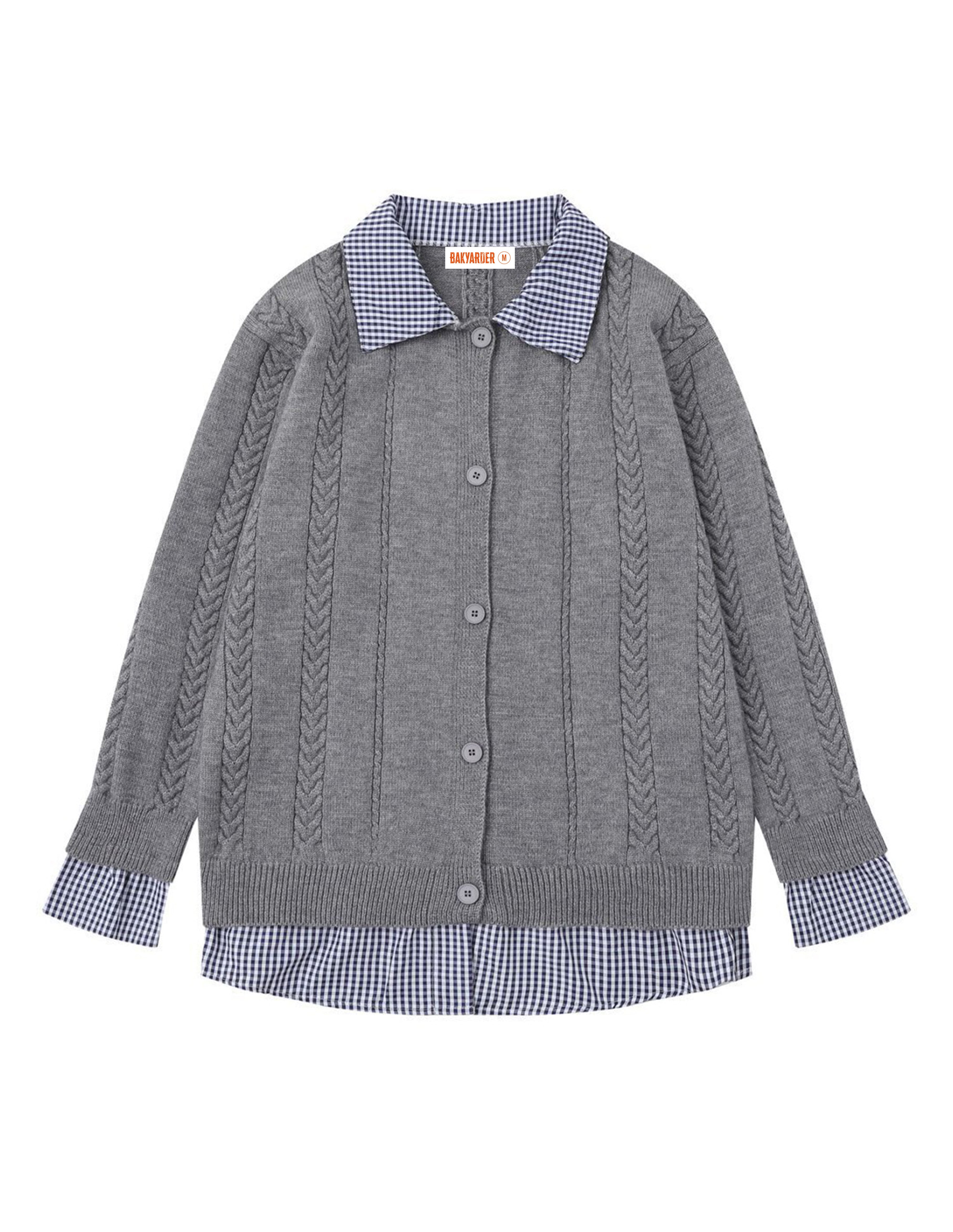 BAKYARDER Vintage Two-in-One Cable-Knit Cardigan Sweater