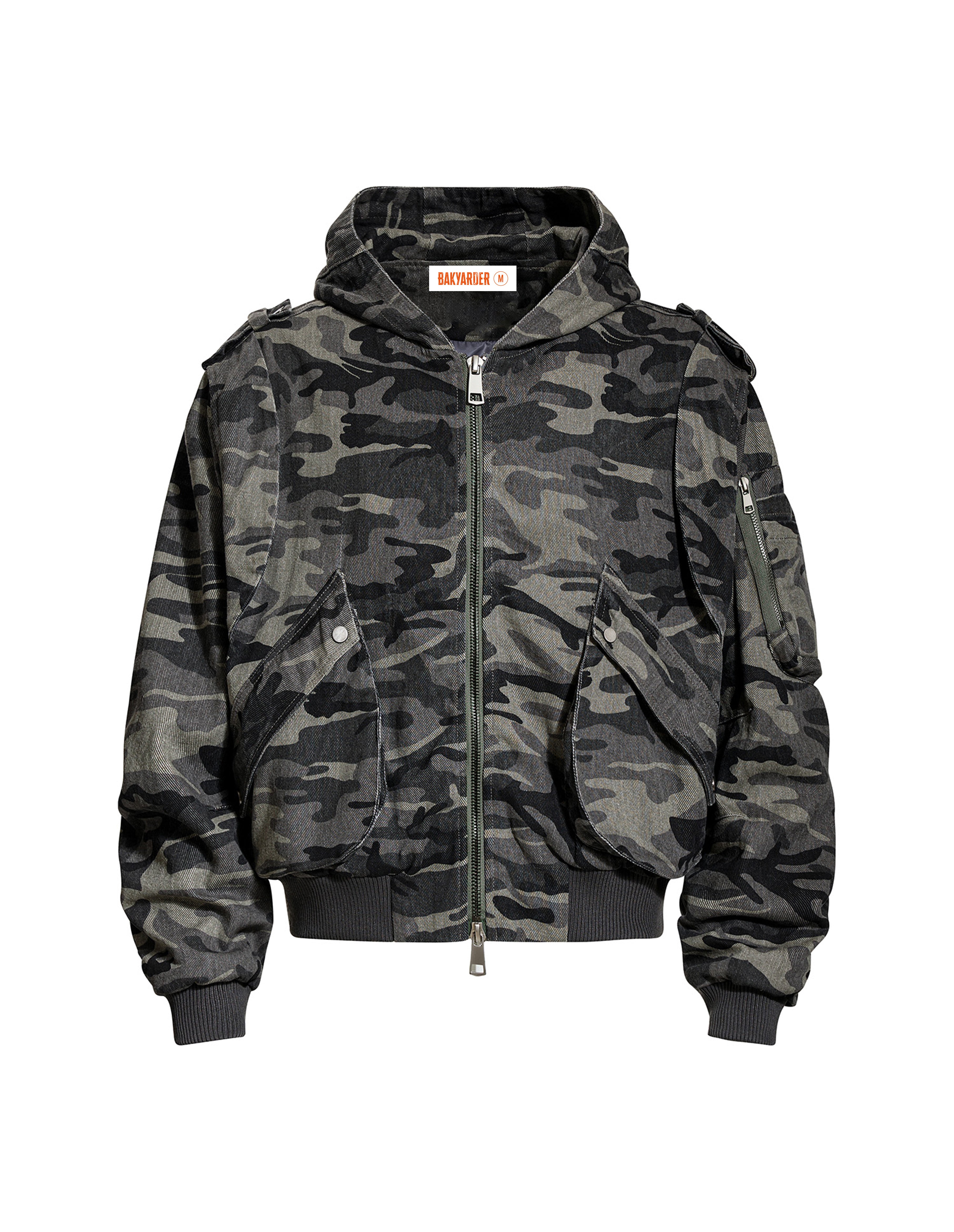 BAKYARDER Vintage Utility-Style Camouflage Cargo Jacket
