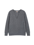 BAKYARDER Vintage V-Neck Cable Knit Pullover Sweater