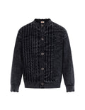 BAKYARDER Vintage Washed Cable-Knit Cardigan Sweater