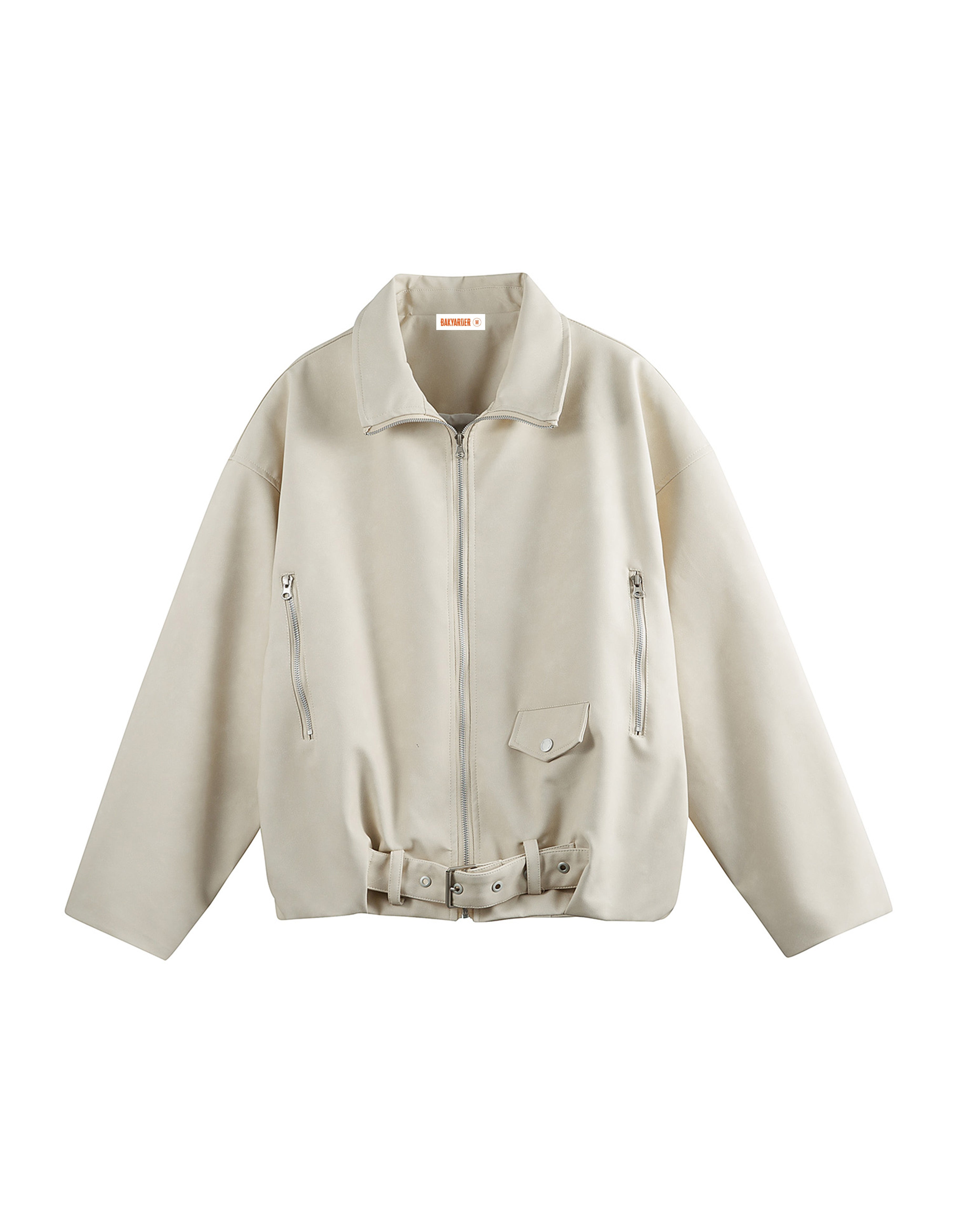 BAKYARDER Vintage Zipper PU Suede Moto Jacket