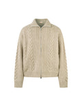 BAKYARDER Wheat Ear Cable Knit Zip-Up Cardigan Sweater