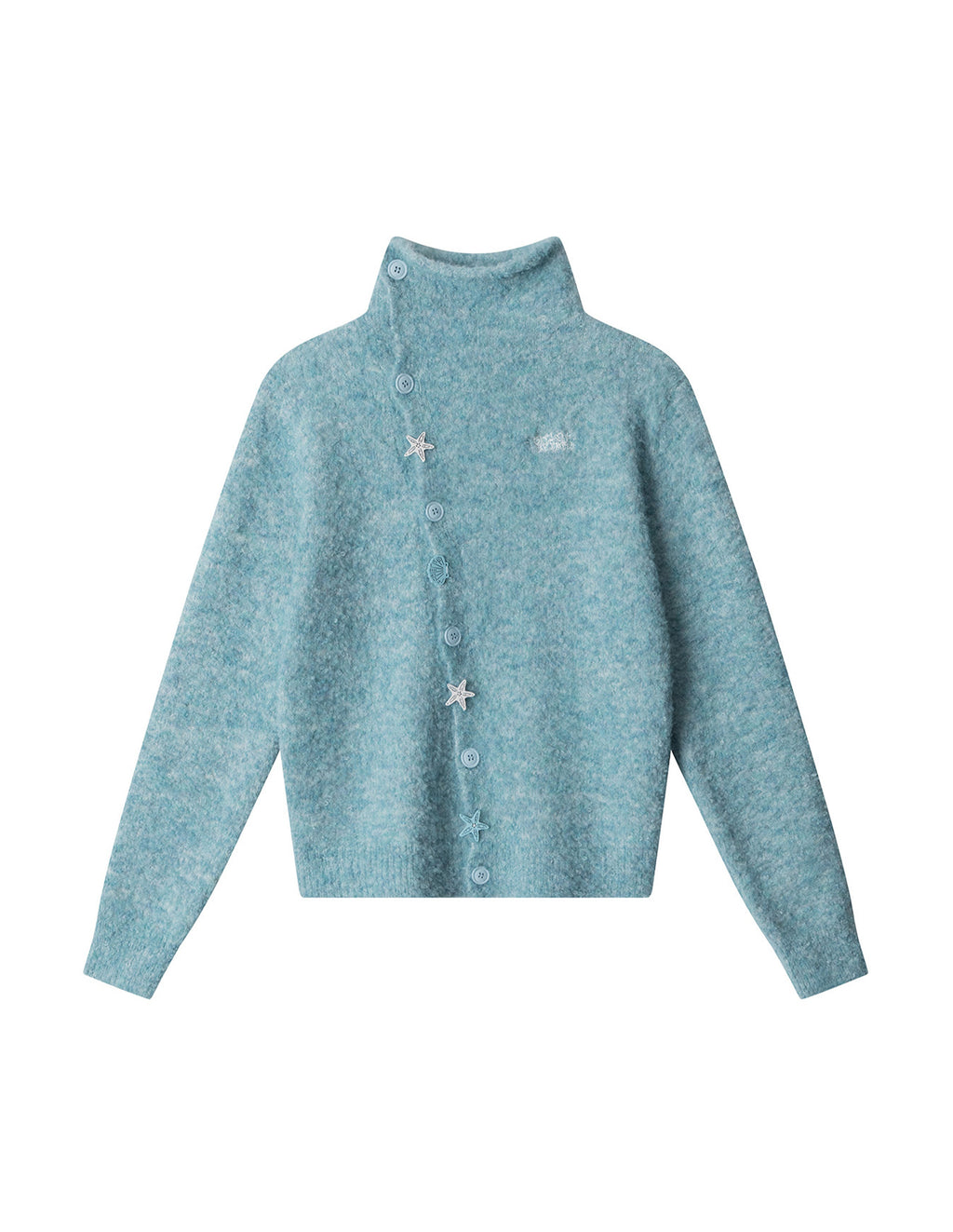 BAKYARDER Women's Star Button Asymmetric Cropped Cardigan Sweater