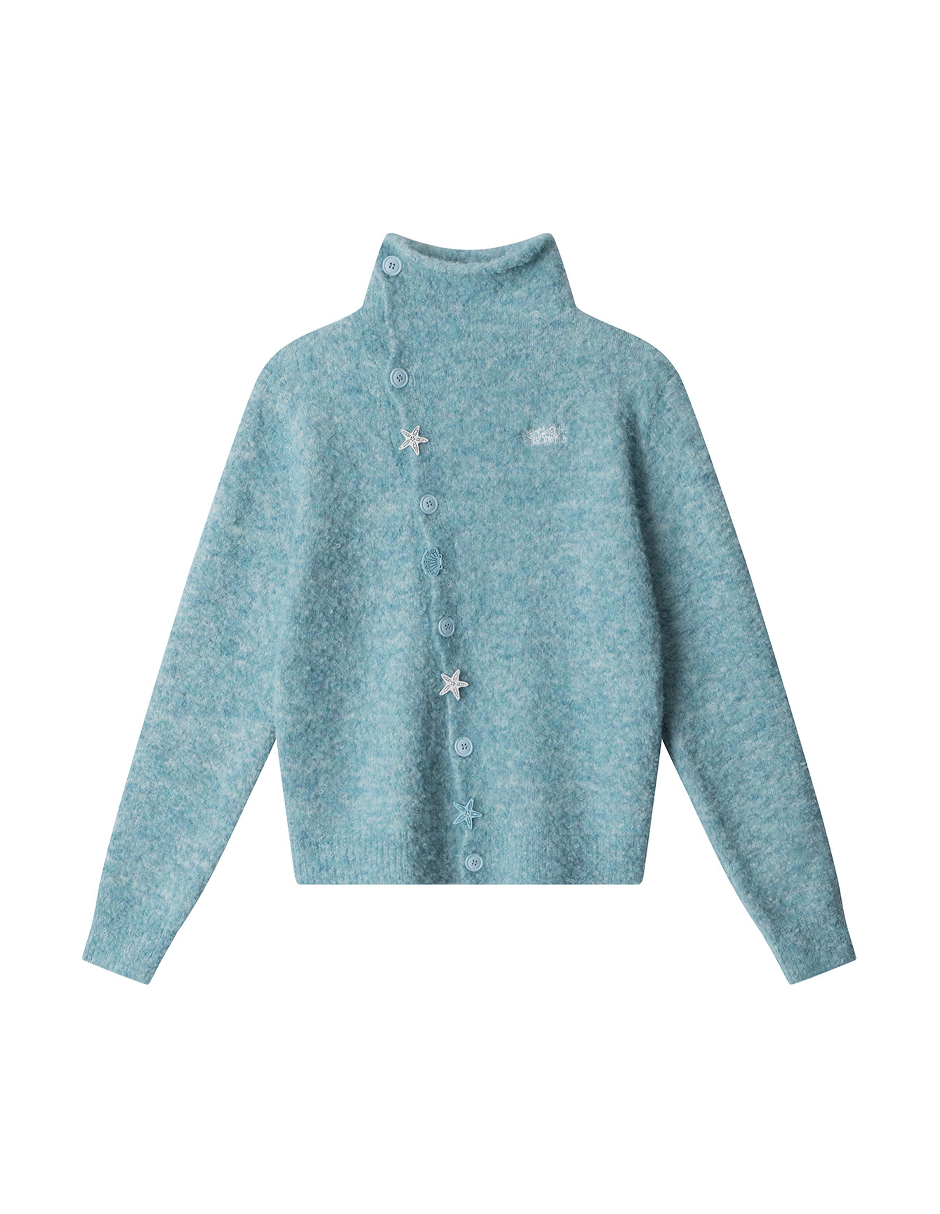 BAKYARDER Women's Star Button Asymmetric Cropped Cardigan Sweater