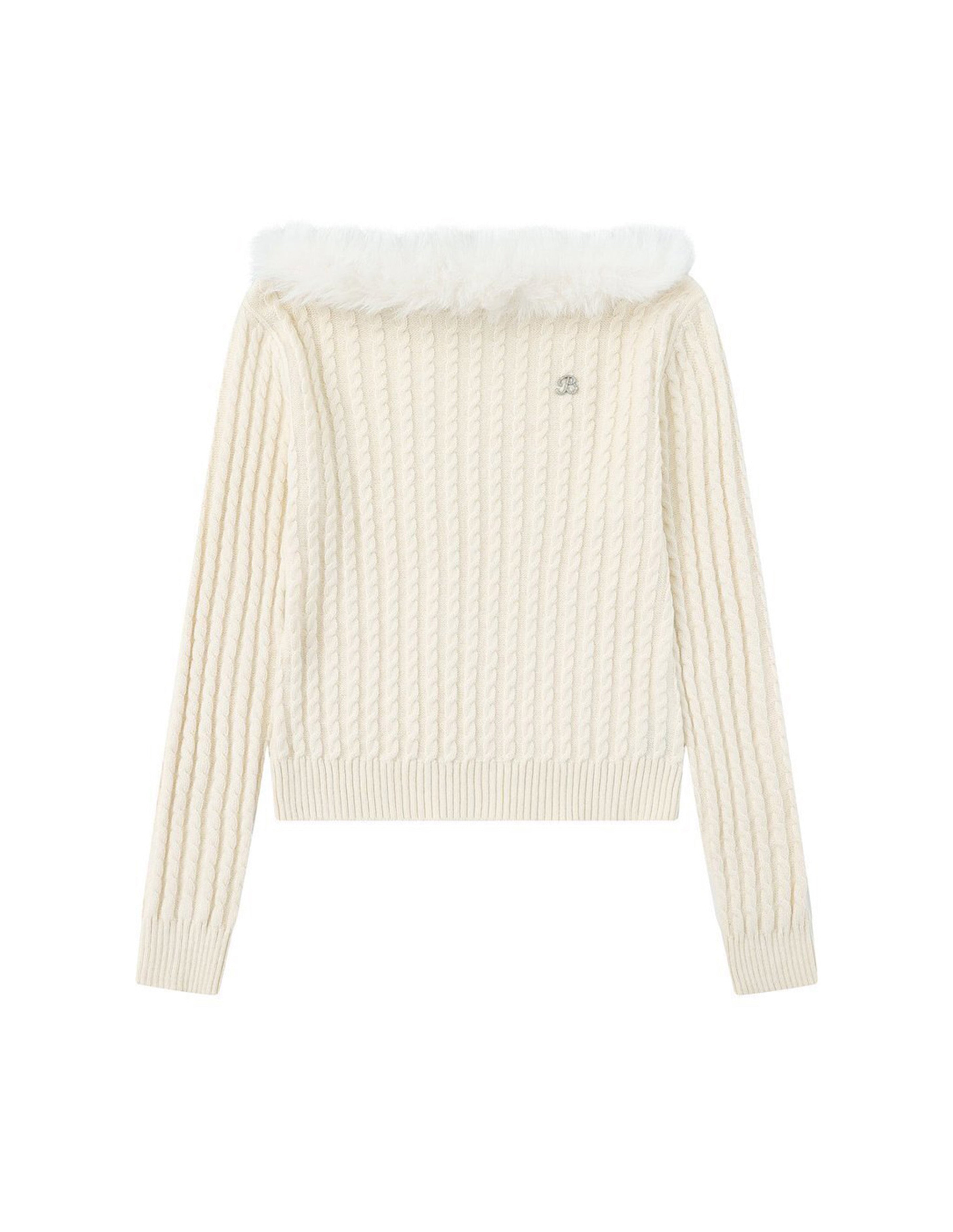 BAKYARDER Women’s Vintage Cable Knit Off-Shoulder Sweater