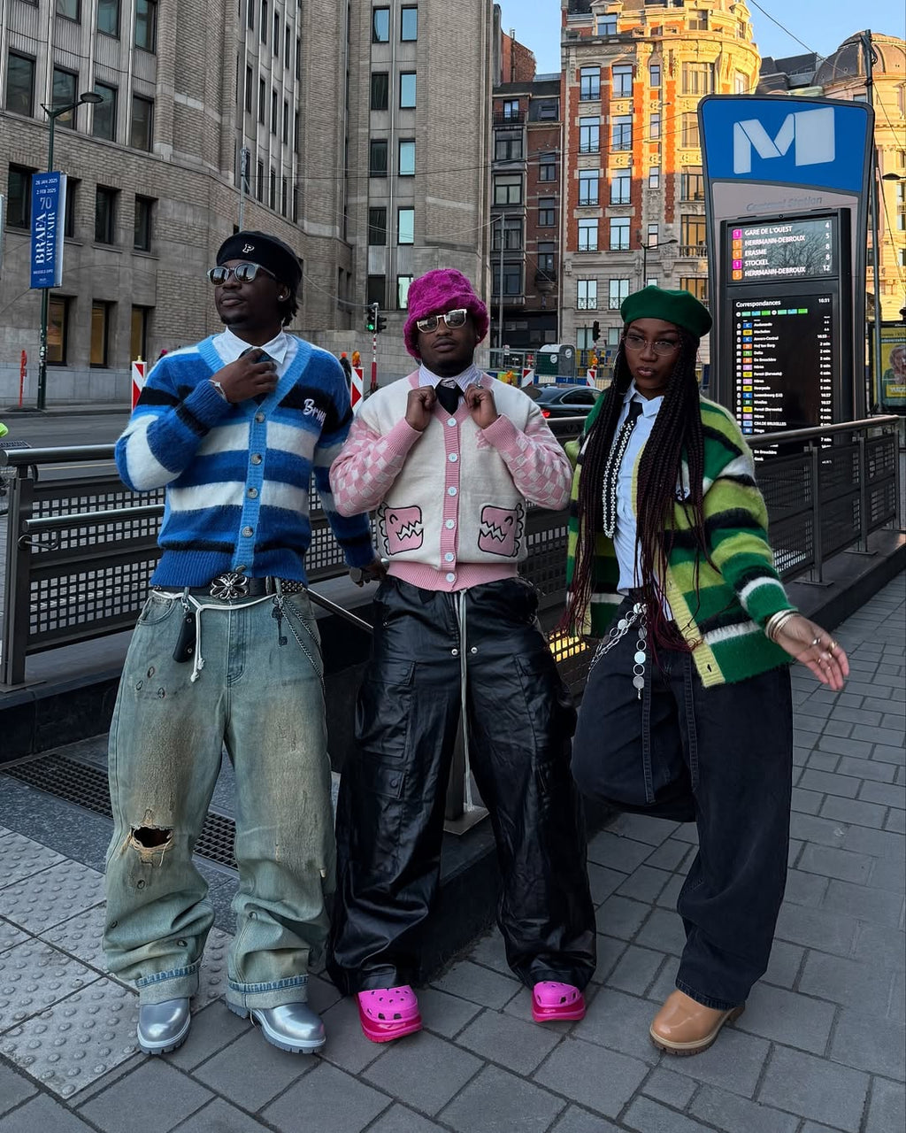 BAKYARDER Vintage Plaid Monster Cardigan Sweater