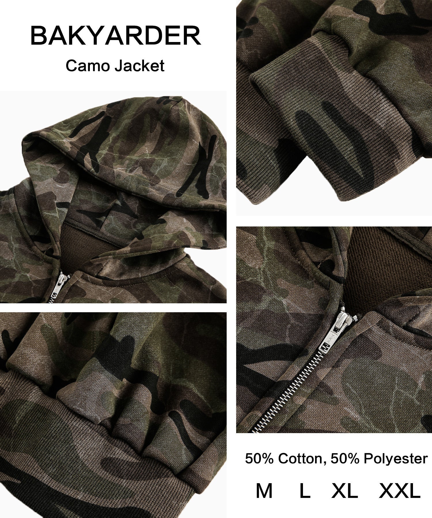 BAKYARDER Vintage Camouflage Hoodie Jacket